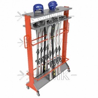 стеллаж для горных лыж змк премиум с полками, моб, 2-сторон, на 22 пары