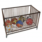 корзина для мячей, мелкая решетка, на колесиках, открытая